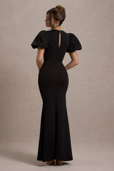 Black Puff-Sleeve Maxi Dress
